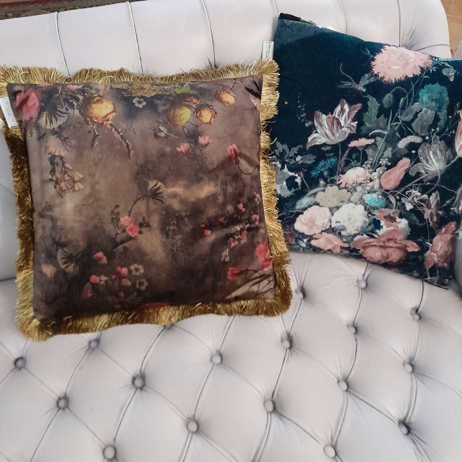 Almohadas con flecos de terciopelo, nuevas con etiquetas W