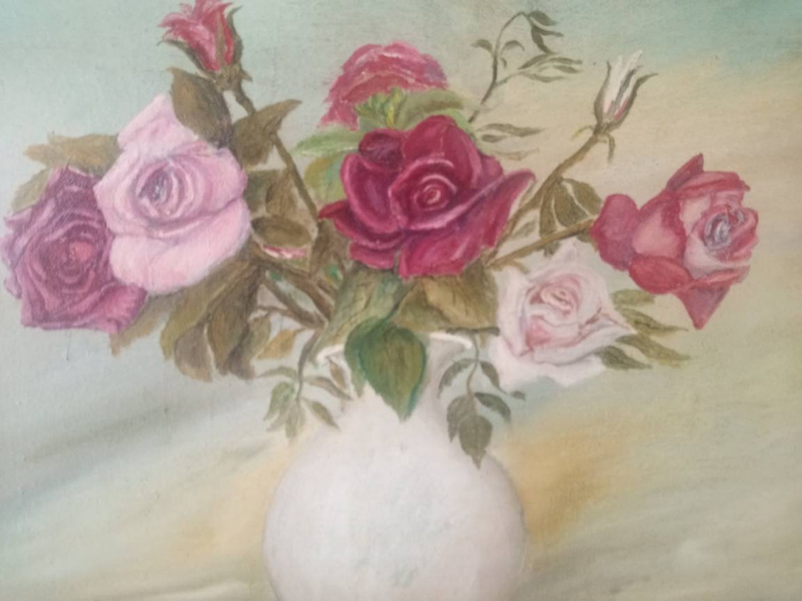 Set of 3 Oil Paintings on Canvassigned Vase of Rosesenglish Etsy