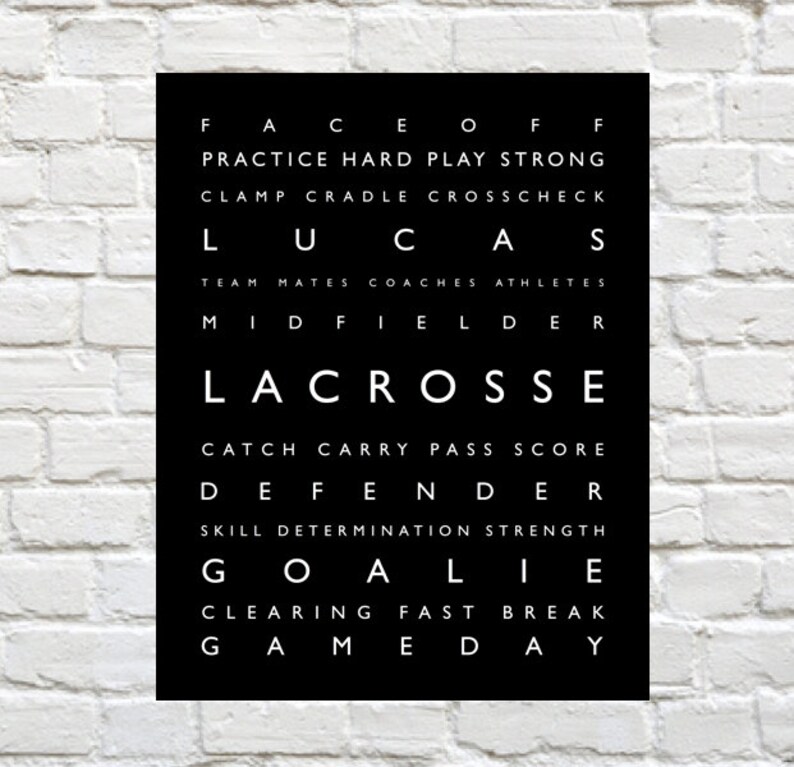 Lacrosse Print PERSONALIZE With Athletes Name Typography Etsy