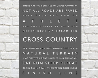 Digital Print - Cross Country - Personalized, Sports Decor, Sports Art, Coach Gift, Typography, Kids Sports Decor, Runner Wall Art