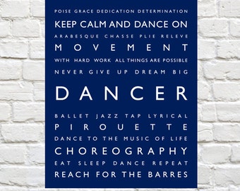 Dancer - Personalized Prints, Dance Wall Art, Typography, Kids Wall Art, Sports Art, Kids Sports Decor, Dance, Girl Art, Girls Room - Dance