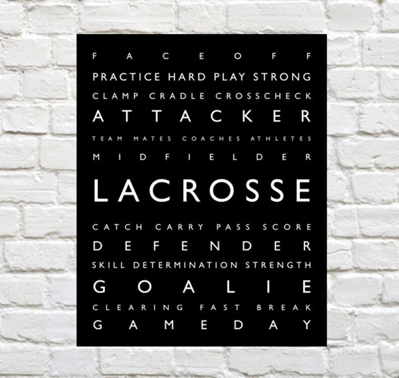 Lacrosse Print PERSONALIZE With Athletes Name Typography Etsy