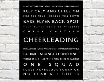 Cheerleading - Personalized, Cheerleader, Sports Decor, Cheerleading Wall Art, Typography, Girls Wall Art, Sports Art, Cheer, Girls Room