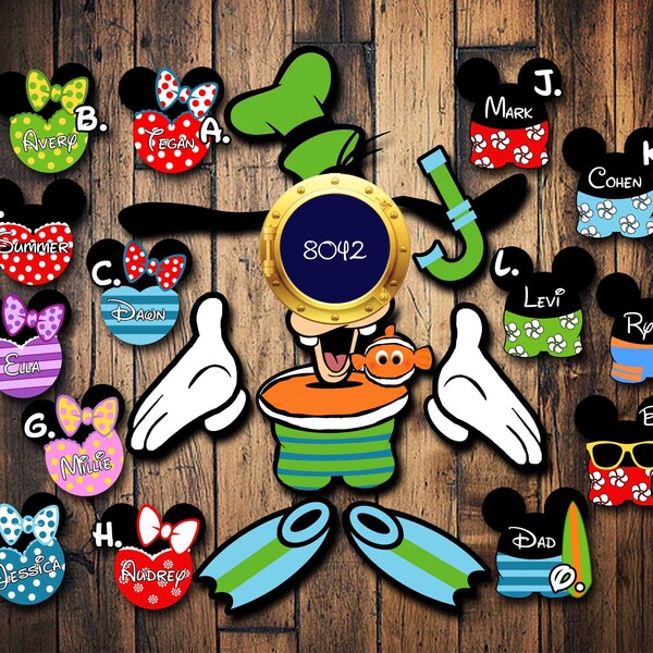 Custom  Cruise Beach Snorkel Mickey Minnie Swimsuit inspired Mickey Magnets