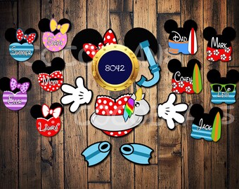 Custom Disney Cruise Beach Snorkel Mickey Minnie Swimsuit inspired Mickey Magnets