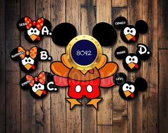 Custom Disney Cruise, Thanksgiving, turkey, thankful, pilgrim, porthole magnet