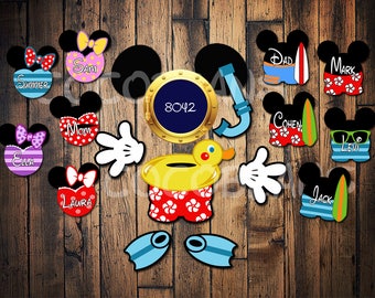 Custom Disney Cruise Beach Snorkel Mickey Minnie Swimsuit inspired Mickey Magnets