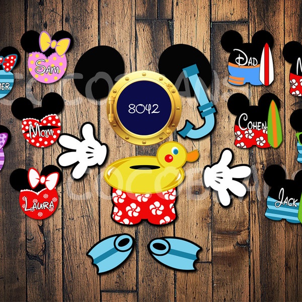 Custom  Cruise Beach Snorkel Mickey Minnie Swimsuit inspired Mickey Magnets