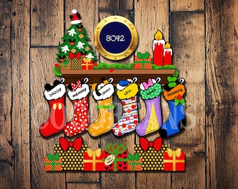 Custom Disney Cruise, Merrytime, Christmas, Stocking, Mickey Magnets, Santa,