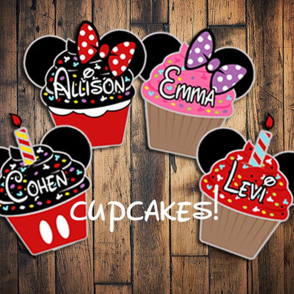 Custom  Cruise Cupcake birthday boy birthday girl Mickey Magnets  birthday cruise magnet