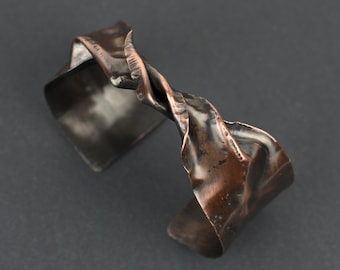 Twisted Copper Cuff Bracelet, Handmade, Oxidized, Gender Neutral, Salish Collection