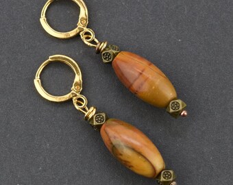 Jasper and Bronze Earrings With Your Choice Ear Wires