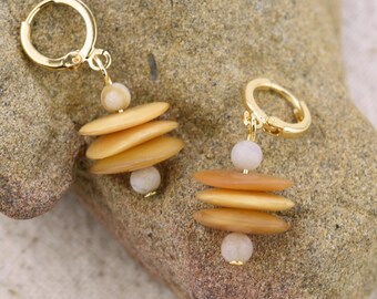 Horn and Stone Earrings With Your Choice Ear Wires