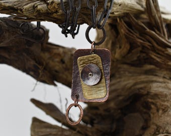 Mixed Metals Necklace, Adjustable Length, Iron Chain