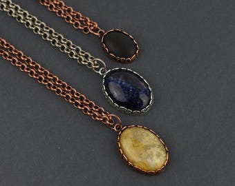 Gemstone Necklaces;  Sodalite, Onyx, Crazy Lace Agate