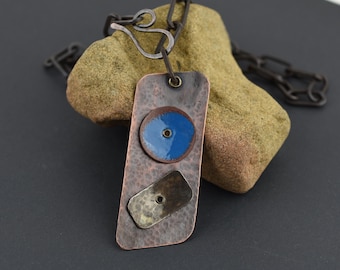 Mixed Metals Necklace, Adjustable Length, Iron Chain, Blue Moon Series