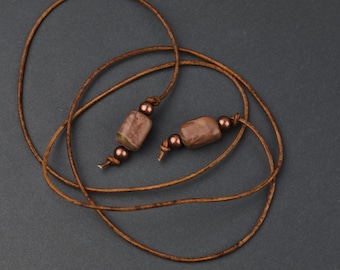 Choker, Necklace or Lariat.  Red Creek Jasper on Leather Cord