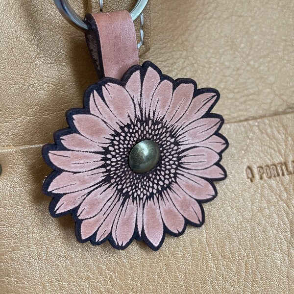 Sunflower Leather Purse Charm