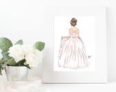 Original Bride Fashion Illustration Print - Custom Bride -- Bridal Collection - Fashion Print - Fashion Illustration original fashion sketch