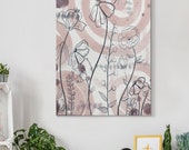 Original Abstract Floral Flower Artwork on Wrapped Canvas - titled No.3