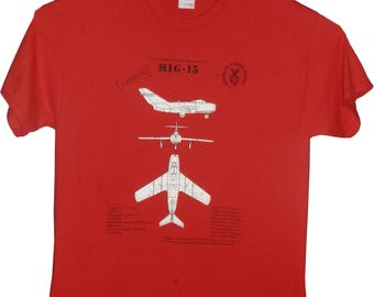 Mig-15 - Russian Aircraft / military t-shirt with blueprint design