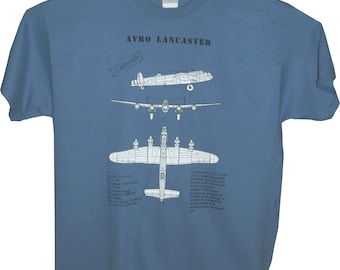 Avro Lancaster - British Aircraft / military t-shirt with blueprint design