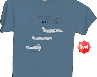 Airvolution - Sopwich Camel, Spitfire & F-35 Blueprint T-Shirt – 100 years of the RAF/ military t-shirt with blueprint design