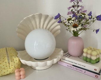Seychelles Table Lamp- shell lamp in off-white