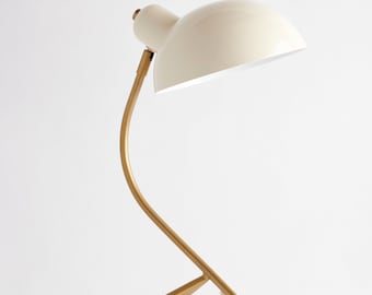 d'Orsay Lamp- brass and cream tripod task lamp desk lighting