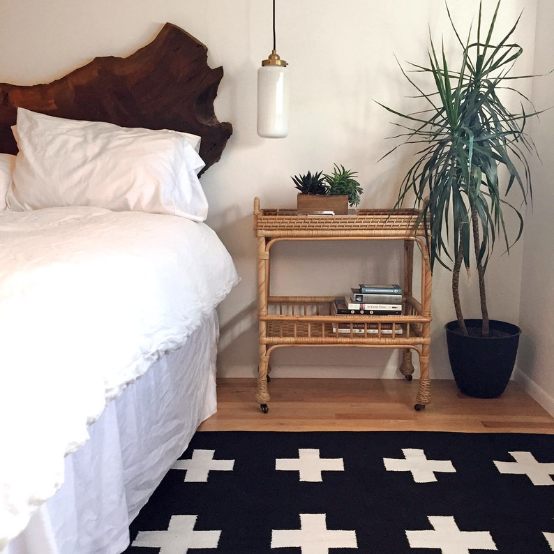 UNION RUG 5x8 Cotton Flatweave Rug Black and White Etsy