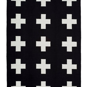 UNION RUG- 8x10 cotton flatweave rug black and white