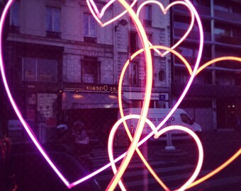 Sofia Print- heart shaped neon lights photograph