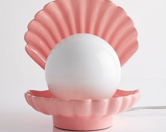 Seychelles Table Lamp- shell lamp in coral peachy pink