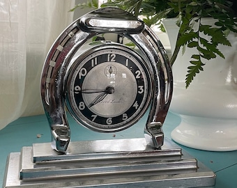 Lux ヴィンテージ 時計置物 1930年代 クローム ラックス グッドラック Art Deco 1930's Lux Clock 