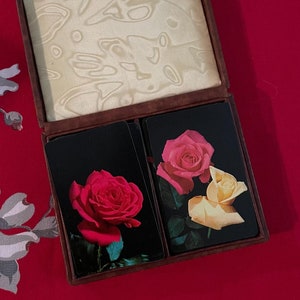 Vintage Boxed Playing Cards Whitman Roses no.8164 Complete with Jokers 1940s