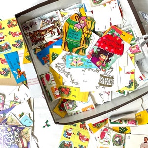 Vintage 1960s or 1970s Christmas Tags and Stamps for Crafting and Junk Journal
