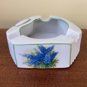 Antique Ashtray 1936 Texas Centennial Trico Japan with Matchbox Holder Hand Painted Vintage