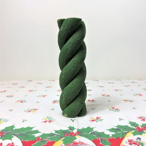 Vintage Green Rope Pillar Candle 60s 70s Christmas Unused in Box 10&quot;