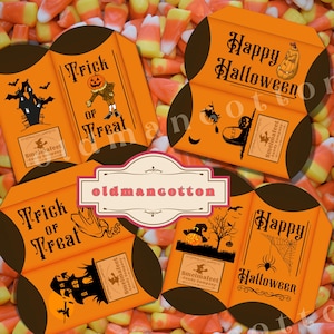 Halloween Candy Box Vintage Look Halloween Favor Box ~ Printable Digital Download
