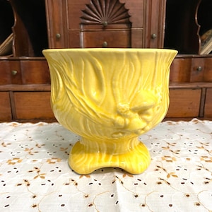 Vintage Yellow Mushroom Planter Flower Pot 1960s Pottery 6&quot;