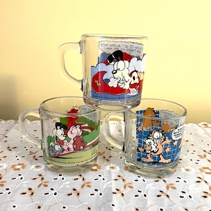 Set of 3 Vintage Garfield Glass Mugs McDonalds 1978 Jim Davis Cat Cartoon Coffee Cup
