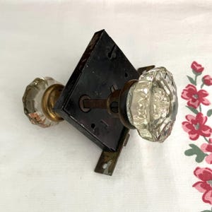 Antique Glass Door Knobs with Rim Lock Set