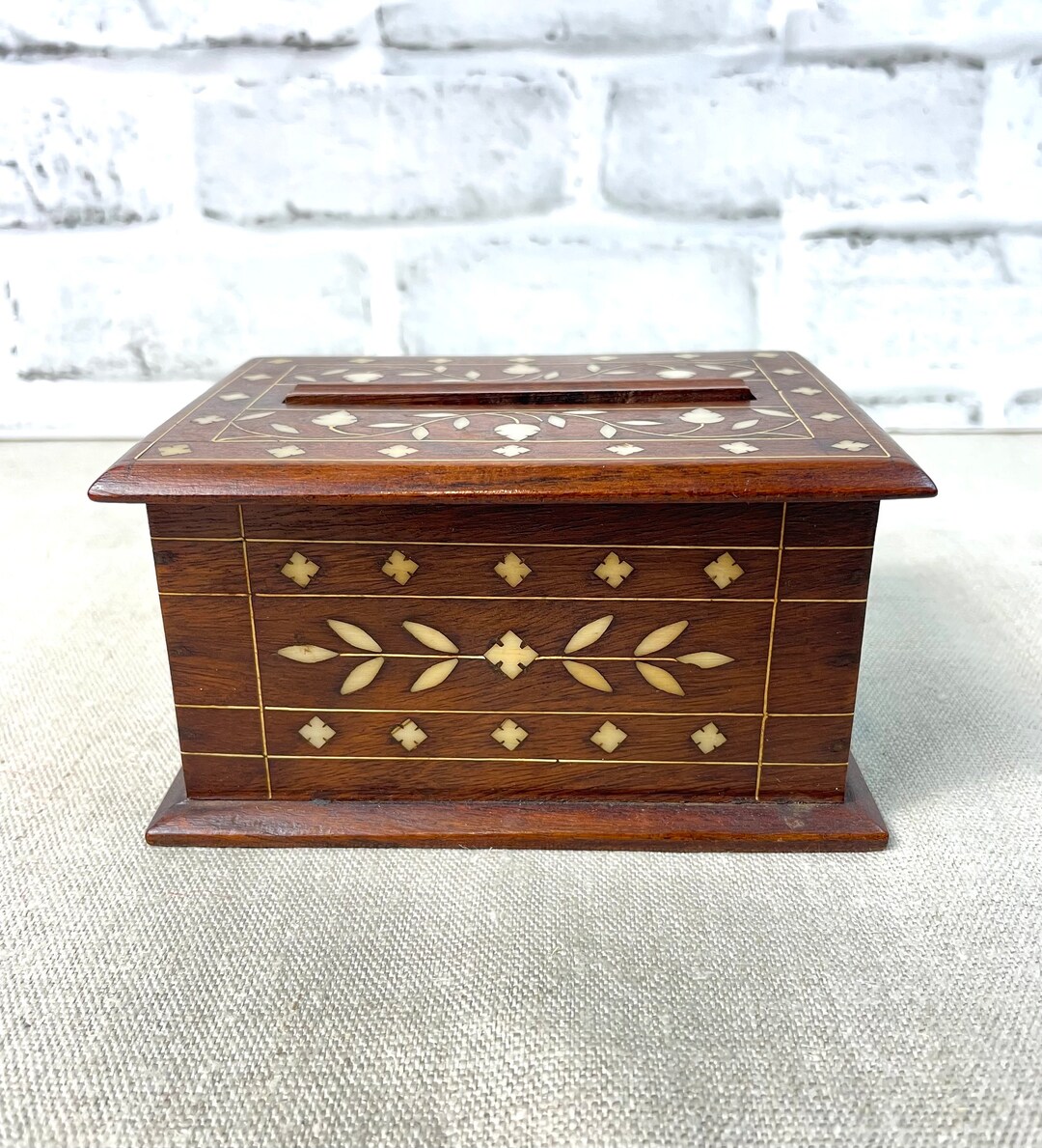 Vintage Wooden Cigarette Box Dispenser With Inlay 1960s or 70s Etsy