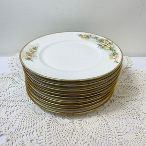 Vintage B & C Limoges France China Yellow Flowers Bernardaud Co Dinner Plate Hand Painted