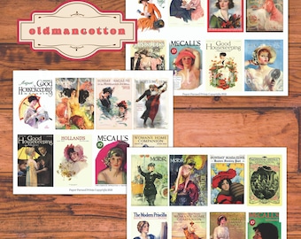 Vintage Ladies Ephemera Printable Victorian Magazine Covers Junk Journal Digital Download Scrapbook pdf