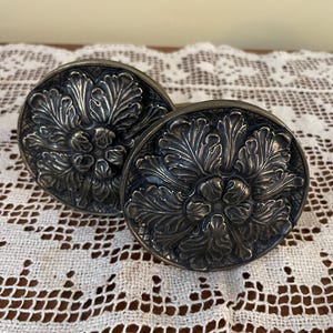 2 Vintage Brass Curtain Tie Backs Antique Drapery Holder 3&quot;
