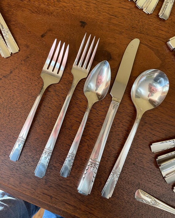 LADY DRAKE Pattern Wm A Rogers Silverplate Silverware 51 Pc Set