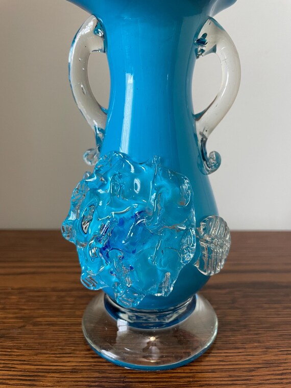 青いガラスの花瓶 アンティーク スティーブンス＆ウィリアムズ ケース入りガラス花瓶