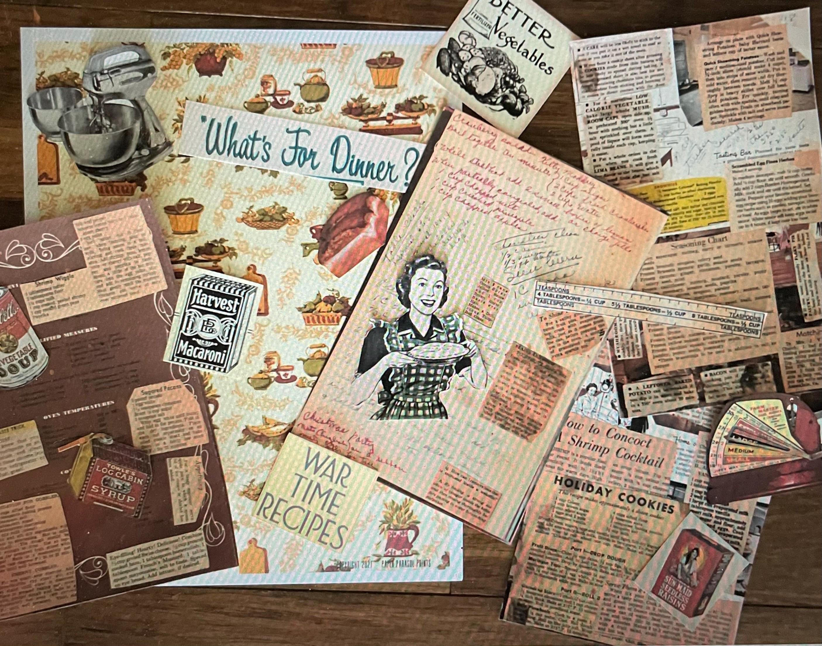 Vintage Recipe Ephemera Printable Retro 1950s Kitchen Cookbook Junk ...