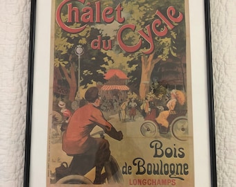 Vintage Bicycle Ad Chalet Du Cycle Paris France Bike Race Poster 1900's Rene Pean